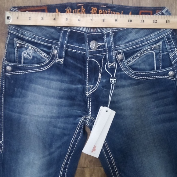 Rock Revival Women's 26 Bootcut Heather Embellished Studs Rhinestones NWT - Picture 10 of 13